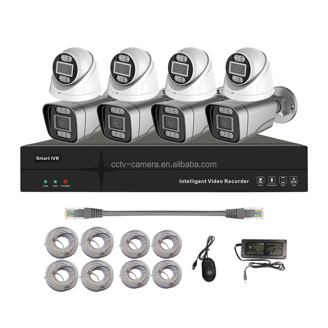 AI Human Motion Alarm H.265 Compression CMOS Sensor 5mp Dome Bullet IP Camera 8 Channel NVR PoE Kits