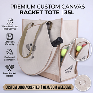 Bolsa de Lona Resistente al Agua de 18 oz para Raqueta de Pádel para Mujer, Bolsa de Lona Portátil de 35 L con Bolsillo Pequeño para Pelotas - Product Image 1