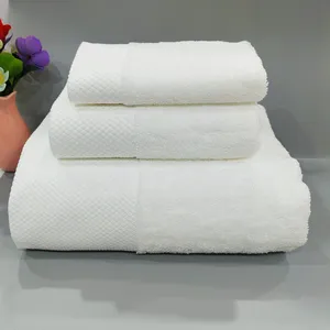 High Quality hotel towel set original design white 100% full cotton 16S long terry hotel bathroom towel