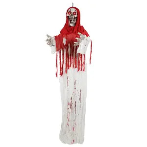 Halloween appendere lo scheletro sanguinante fantasmi con mantelli cappelli costume LED occhi brillanti suoni per la decorazione