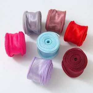 Ruban en tulle ondulé à bordure unie en polyester, motif floral de Noël, durable, 4 cm x 10 yards, pour emballage de bouquets, bricolage et décoration de gâteaux - Product Image 4
