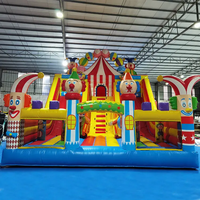 Parc à thème de cirque amusant pour enfants Combo toboggan de clown gonflable et trampoline avec souffleur d'air comprenant des kits de réparation