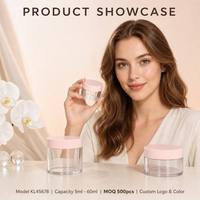 Pot cosmétique rond ISMAN 5ml 10ml 50ml avec capuchon rose, contenant en plastique transparent vide pour crème visage, poudre à ongles, recharge en gros