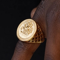 Bague pour Homme Inspire Jewelry, Design Populaire, Bague Souveraine 18 carats en Or, Bague Souveraine Saint George en Acier Inoxydable