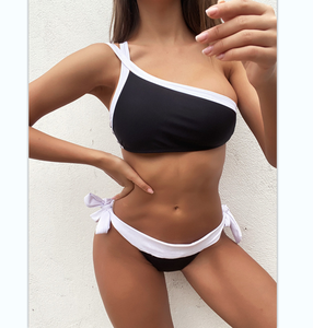 Женское бикини с принтом листьев, пикантная пляжная одежда с подкладкой, розового и голубого цвета, лето - Product Image 5