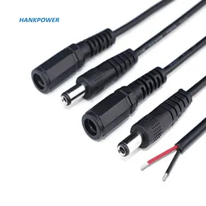 DC 5.5*2.5MM and 5.5*2.1MM barrel straight DC5525 and DC5521 male plug to open power cable