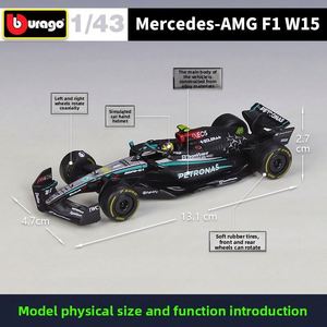 Modèle de voiture de course Formule 1 en alliage moulé sous pression 1:43 2024, style F1, véhicule à roues ouvertes, avec vitrine en acrylique, objet de collection, vente en gros - Product Image 2
