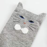 Chaussettes personnalisées à faible MOQ, 3D, pour femmes, motif chat amusant, 5 couleurs, mignonnes, pour l'intérieur