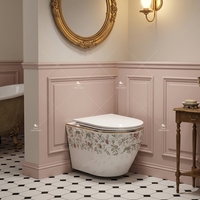WC mural de luxe en céramique à motif floral pour salle de bain résidentielle ou hôtelière