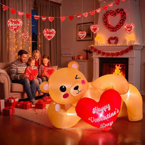 Décorations gonflables de la Saint-Valentin de 2,4 m en forme d'ours allongé avec éclairage LED pour jardin, pelouse, toit et mariage - Product Image 5