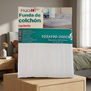Cubrecama y Protector de Colchón de Poliéster HuaI, 105x190-200cm, Blanco a Rayas, Lavable - Product Image 4