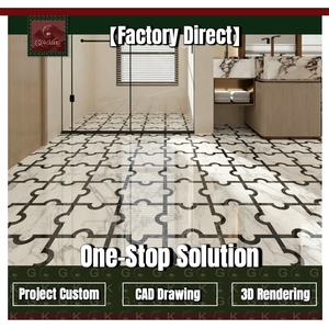 GOLDKING Mosaïque <span class=keywords><strong>de</strong></span> marbre <span class=keywords><strong>blanc</strong></span> <span class=keywords><strong>et</strong></span> <span class=keywords><strong>noir</strong></span> <span class=keywords><strong>de</strong></span> luxe pour sol <span class=keywords><strong>de</strong></span> <span class=keywords><strong>salle</strong></span> <span class=keywords><strong>de</strong></span> <span class=keywords><strong>bain</strong></span>, <span class=keywords><strong>motif</strong></span> grille incurvée découpée au jet d'eau, découpe sur mesure, fourniture pour grands projets - Product Image 1