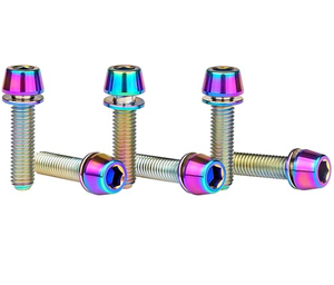 Tornillo hexagonal de titanio M5x16 de 18 mm con cabeza cónica y arandela para ejes de bicicleta. - Product Image 3