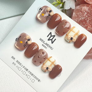 <span class=keywords><strong>Uñas</strong></span> Postizas Hechas a Mano <span class=keywords><strong>de</strong></span> Alta Calidad al por Mayor, OEM/ODM, 10 Piezas, con Pegamento, Estilo Corto y Encantador, <span class=keywords><strong>Uñas</strong></span> Acrílicas Artificiales - Product Image 6
