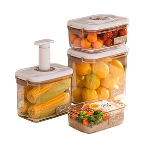 Kitchen Fruits And Vegetables Transparent Crisper Plastic Vacuum Airtight Food Storage Containers