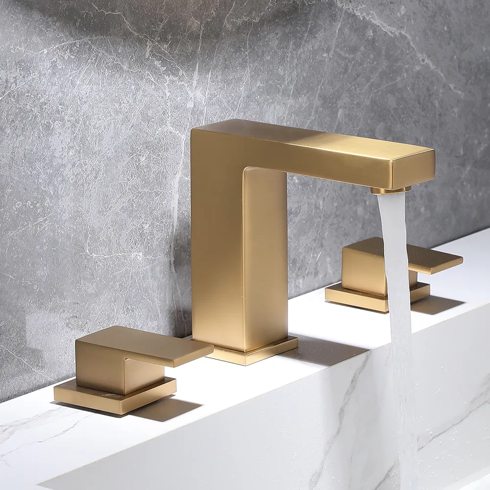 Faucet Manufacturer basin gold dual handles bathroom basin faucet for Hotel Apartment Construction