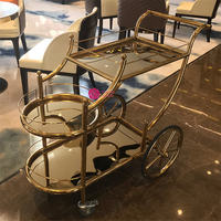 Chariot de service buffet 3 niveaux en acier inoxydable pour hôtels et restaurants, multi-usages et à prix abordable