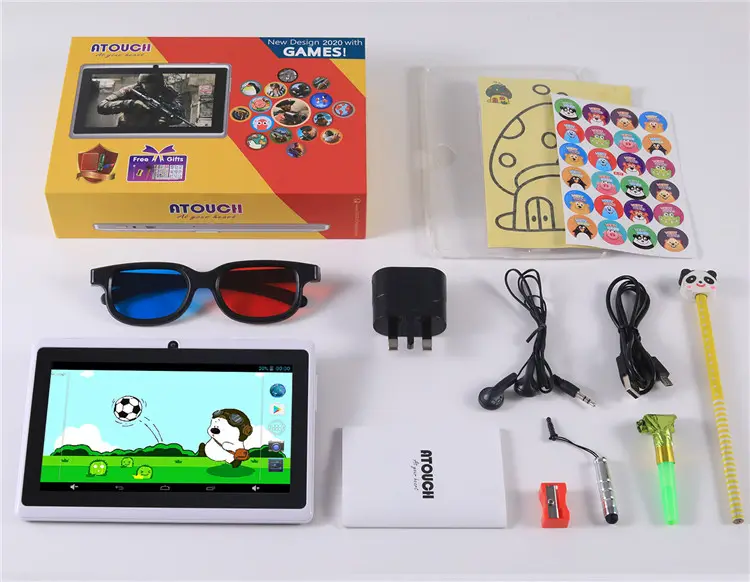 Atouch جهاز لوحي للأطفال الاطفال اللوحي 7 بوصة الروبوت الكمبيوتر اللوحي رخيصة للطفل