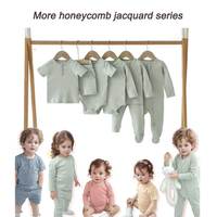 Baju Bayi Lengan Panjang Romper Kancing Tekan Polos Bodysuit Bayi Onesie Romper