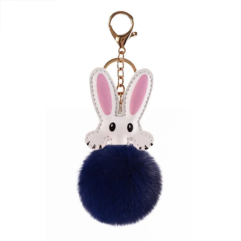3D Cute Cartoon Rabbit Fur Ball Pendant Long Ear Rabbit Keychain