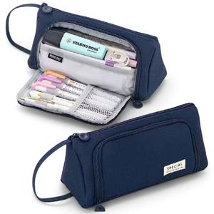 Trousse à crayons X415 simple, couleur unie, grande capacité, pour étudiants, style frais, en tissu Oxford, multifonctionnelle, pour fournitures scolaires - Product Image 3
