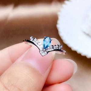 Anillo de Plata 925 con Zafiro para Mujer F162, Corte Pera, Engaste de Garra, Joyería Romántica de Compromiso, Gemelos y Pasadores de Corbata Finos - Product Image 3