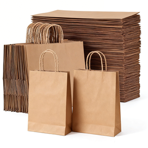 Bolsa de Papel Kraft Elegante y Biodegradable con Asa Larga para Almacenamiento de Alimentos Orgánicos y Artículos de Oficina, Venta Directa de Fábrica - Product Image 1