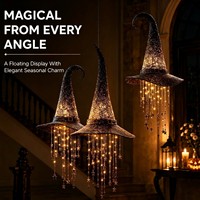 Guirlande lumineuse LED chaude en forme de chapeau de Père Noël à suspendre, lumières féériques en cascade pour extérieur, en métal, pour décoration de porche et de fêtes