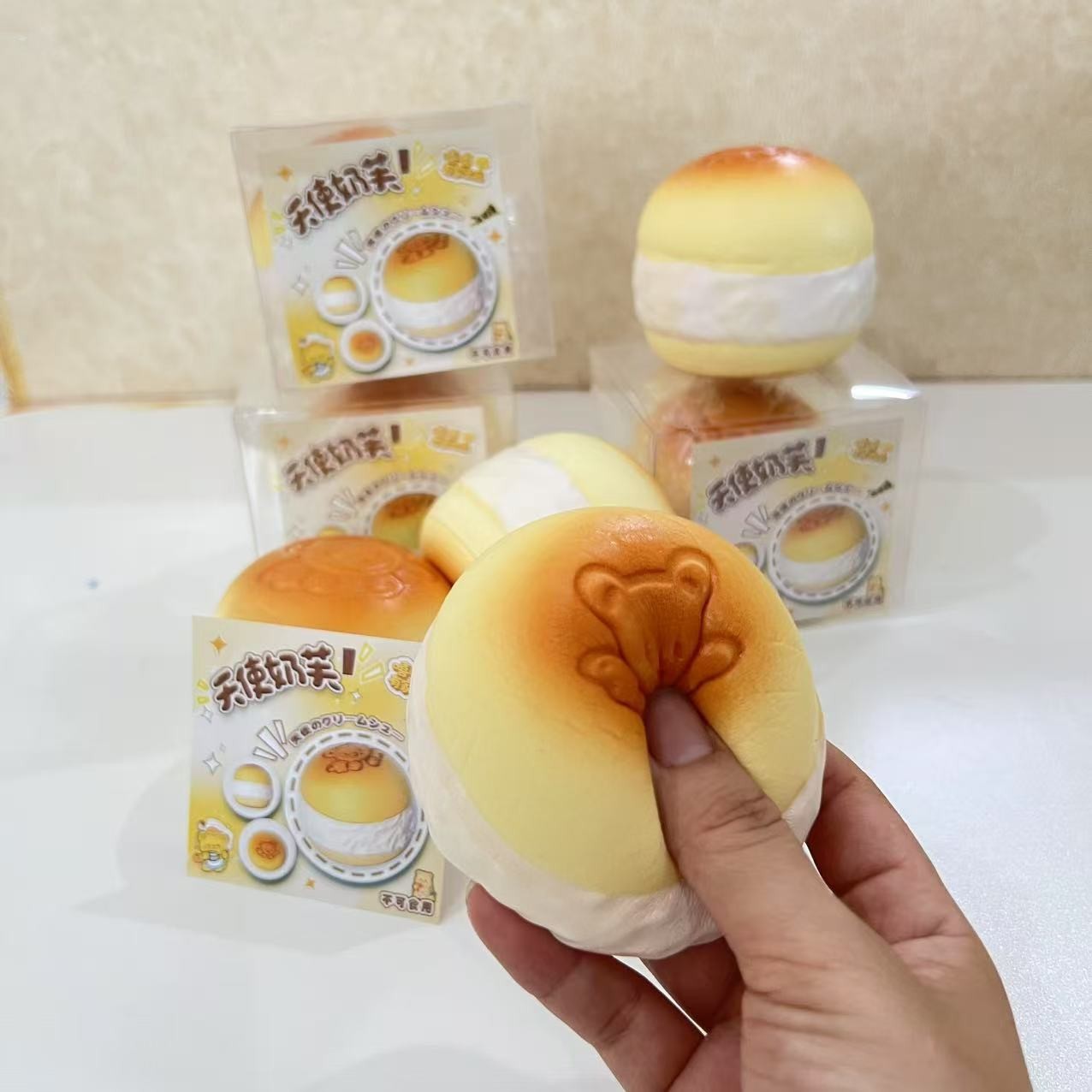 Сжатая игрушка мягкая и липкая круглая сумка для обеда с медленным отскоком из полиуретанового материала и ароматного хлеба