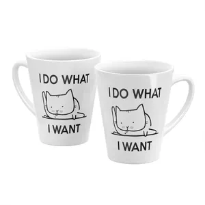 Хит продаж, специализированная керамическая чашка в форме V 12 унций, я делаю то, что хочу, наклейка для кошки, кружка конуса на годовщину