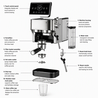 Machine à café expresso tout-en-un SA201 avec moulin intégré, pompe 20 bars, écran tactile et mousseur à lait