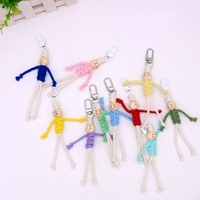 Porte-clés Macramé Tressé Bohème Motif Bonhomme en Allumettes Dessin Animé, Pendentif Garçon Mignon, Décoration pour Sac et Téléphone, Cadeau pour Amis
