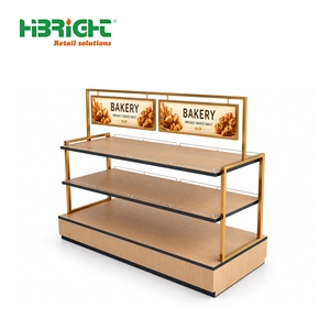Exhibidor de Pan Personalizado de Madera y Acero, Vitrina para Pastelería, Estante de Exhibición Comercial para Panadería, Venta al Por Mayor - Product Image 1