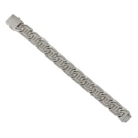 Collar de Cadena Cubana Geométrica Plateada con Incrustaciones de Diamantes de Imitación, Joyería Hip Hop de Aleación de Zinc para Hombres, Mujeres y Raperos en Fiestas
