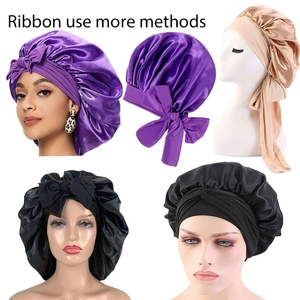 <span class=keywords><strong>Bonnet</strong></span> de nuit en satin ajustable pour cheveux longs, avec logo personnalisé, pour séchage rapide, pour femmes, vente en gros - Product Image 3