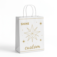 Sac cadeau minimaliste en papier recyclable avec logo personnalisé, poignée en corde de coton, effet étoile dorée, pour l'emballage de bougies