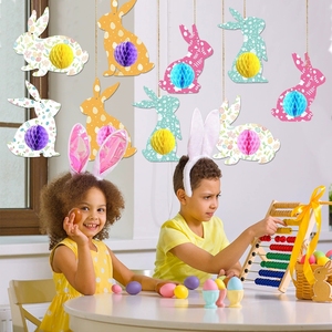 Adornos Colgantes de Panal de Abeja con Conejo de Doble Cara para Pascua, Decoración de Escenas, Accesorios Colgantes, Artículos para Fiestas - Product Image 4