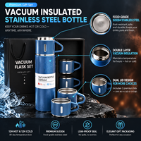 Ensemble cadeau de tasse thermique en acier inoxydable à double paroi isolée sous vide de 500 ml avec 2 tasses, bouteille d'eau portable, logo personnalisé, vente en gros