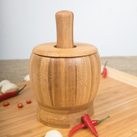 Outil manuel multifonctionnel pour fruits et légumes, pilon en bambou pour ail, gingembre et épices, presse-moulin avec bol