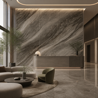 Dalle en pierre frittée Warm Sulkly Latte 1600x3200mm, aspect marbre crème, pour un design intérieur de villa chaleureux