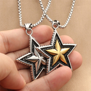 Yunnique Men's Stainless Steel Star Pendant Necklace Punk <b>Retro</b> Style Themed Geometric Design Dongguan Origin <b>Gift</b> 280473 - Product Image 3