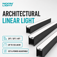 Éclairage architectural linéaire LED avec système de connexion par glissière pour montage en surface, suspendu au mur et encastré