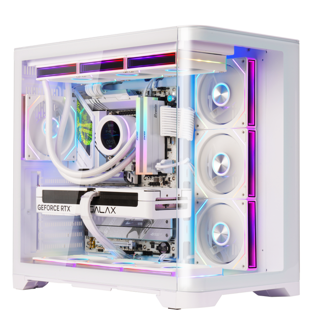 SNOWMAN ATX Large Size Mid Tower PC Case with Mesh ARGB Fans Optional 360mm Top Radiator Support Tempered Glass Gaming Design