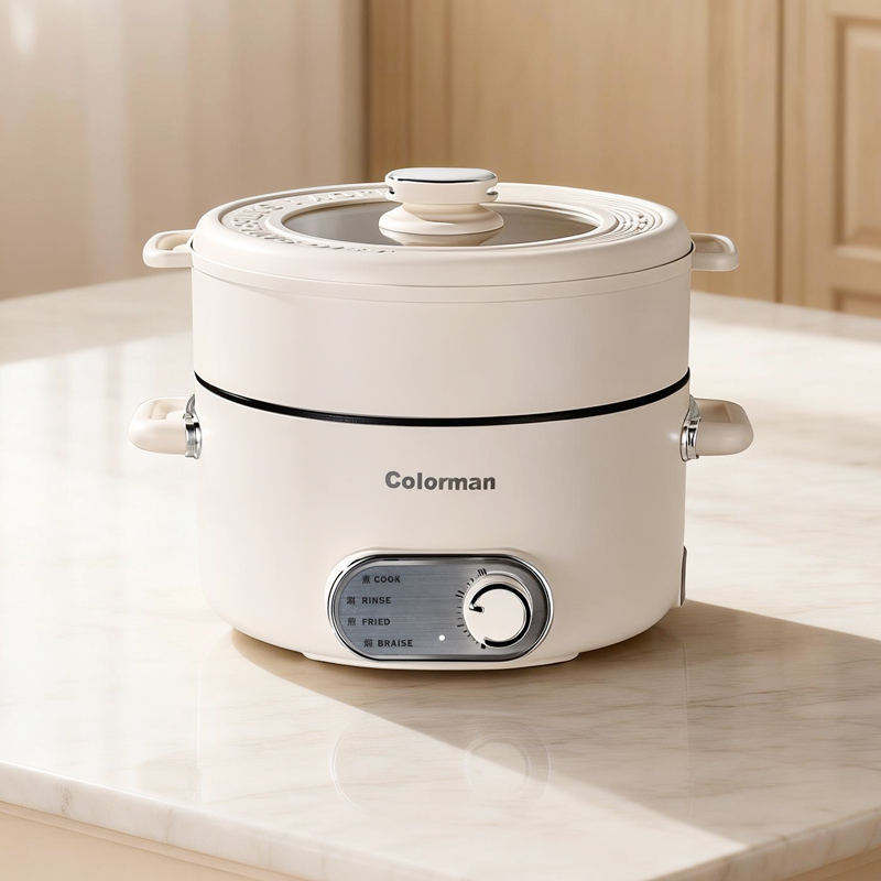 Beige A/4L/28cm Nonstick coating with pp steamer