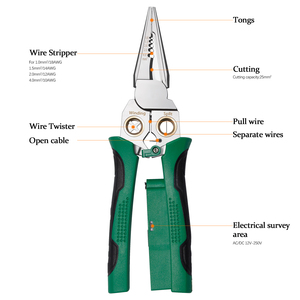 <span class=keywords><strong>Pince</strong></span> multifonctionnelle en acier 8-en-1 avec surface de mâchoire dentée à prise souple pour couper, dénuder les fils, mesurer et pincer - Product Image 3