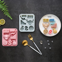Moule en caoutchouc réutilisable et écologique, thème boursier, lot de 8 pièces, pour la moulage de résine, la pâtisserie, la fabrication de glaçons et la décoration de gâteaux en fondant