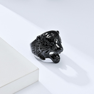 Retro-style tiger head stainless steel <b>ring</b>, unique, majestic, and powerful tiger roaring <b>titanium</b> steel men's thumb <b>ring</b>/hand j - Product Image 4