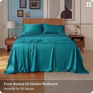 Parure <span class=keywords><strong>de</strong></span> draps Queen moderne en rayonne <span class=keywords><strong>de</strong></span> fibre <span class=keywords><strong>de</strong></span> bambou biologique, rafraîchissante, PureWoven, respirante, douce, <span class=keywords><strong>de</strong></span> <span class=keywords><strong>luxe</strong></span> hôtelier, soyeuse, 300 fils au pouce carré - Product Image 2