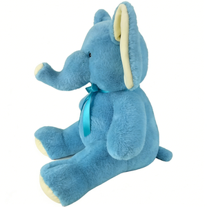 Peluche d'éléphant bleu doux personnalisable avec ruban en satin - Grand animal en peluche moelleux pour la chambre d'enfant, cadeau de câlin pour l'heure du coucher des enfants - Product Image 3