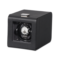 Boîte de présentation automatique pour montre simple, carrée, à 1 emplacement, avec remontoir manuel, finition mate colorée, fenêtre en verre, 6 couleurs disponibles